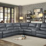 8260GY-6pc 6 pc Falun gray leather gel match sectional sofa with .