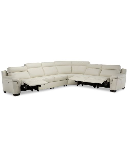 Furniture Julius II 6-Pc. Leather Sectional Sofa With 3 Power .