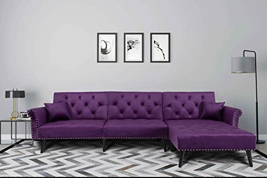 Amazon.com: Upholstered Mid Century Sectional Sofa Futon Couch .