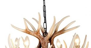 EFFORTINC Vintage Style Resin Deer Horn Antler Chandeliers, 4 .