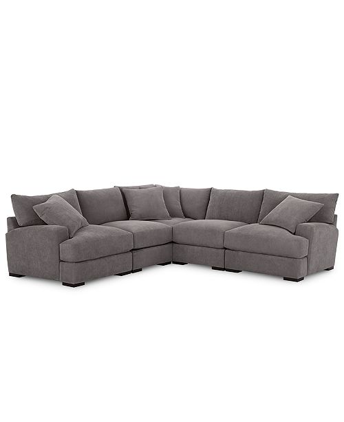 Furniture Rhyder 5-Pc. Fabric Sectional Sofa with Armless Chair .