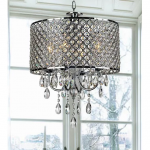 Aurore 4 - Light Crystal Chandelier with Wrought Iron Accents .
