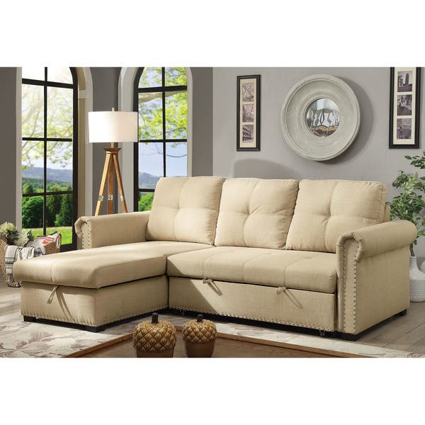 Shop Furniture of America Dell Transitional Beige Sectional Sofa .