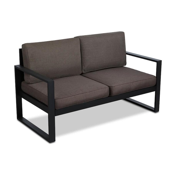 Real Flame Baltic Outdoor Loveseat with Cushion and Brown Aluminum .