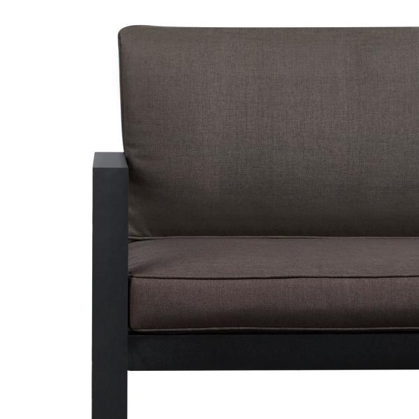Real Flame Baltic Black Powder Coated Aluminum Outdoor Loveseat .