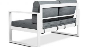 Real Flame Baltic White Powder Coated Aluminum Outdoor Loveseat .