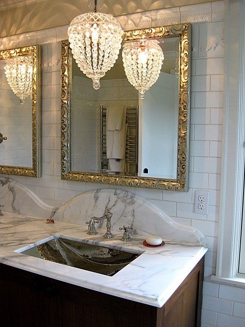 Heidi Claire: Beautiful Baths | Bathroom chandelier, Glamorous .