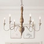 LNC French Country Chandeliers Wood 6 Lights Rust Arms for Dining .