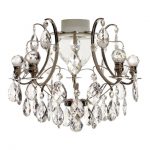 Nickel Plated Bathroom Chandelier With Crystal Shapes Almonds and .