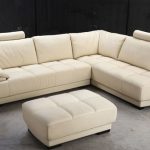Beige Leather Sectional Sofa and Ottoman Set TOS-FY679