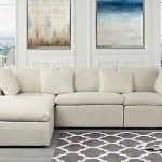 Classic Large Beige Fabric Sectional Sofa, L Sha