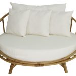 Bamboo Large Round Accent Sofa Chair With Cushion - Asian .