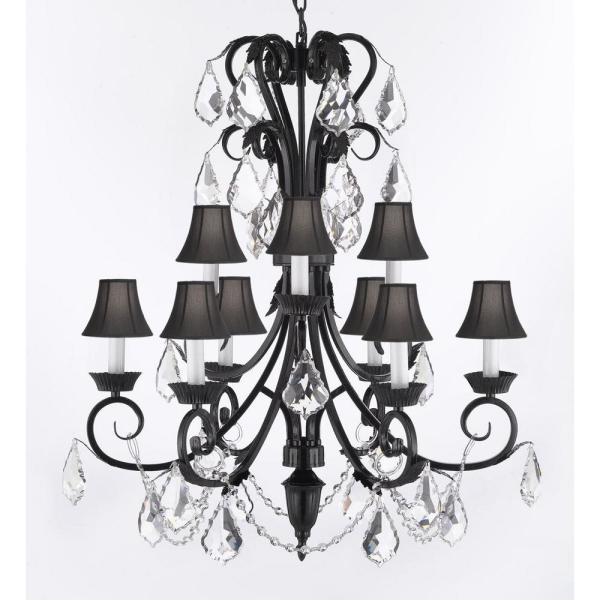 Unbranded Empress Iron and Crystal 9-Light Black Chandelier with .