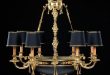 8 Light French Gold Chandelier with Black Lampshades | Chandelier .