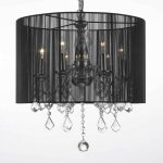 Shop Crystal 6 Light Plug in Chandelier with Large Black Shade .