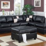 Belmont Black Leather Sectional With Ottom