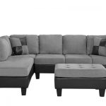 Microfiber and Faux Leather 2 Tone Sectional Sofa, Reversible .
