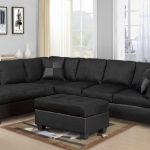 MODERN 2 PCS CYPRESS BLACK COLOR SECTIONAL SOFA AND CHAISE SET .