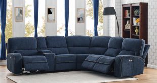 603370PP 6 pc Latitude run dundee navy blue chenille sectional .