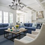 Blue Sofas with Linen Greek Key Accent Chairs - Transitional .