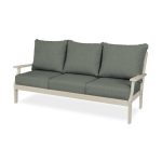 POLYWOOD Braxton Outdoor Sofa with Cushion and Cast Sage Hdpe .