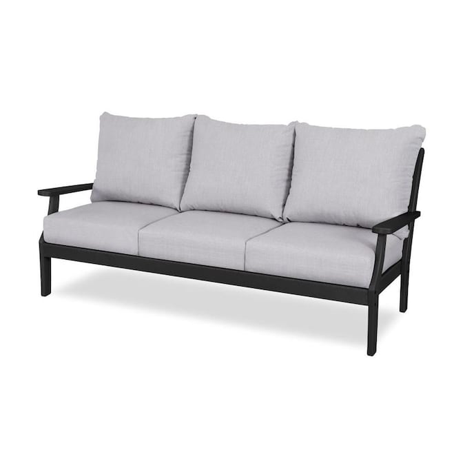 POLYWOOD Braxton Outdoor Sofa with Cushion and Granite Hdpe Frame .