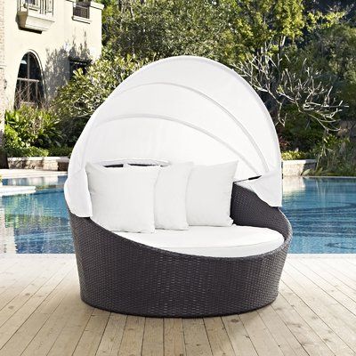 Sol 72 Outdoor Brentwood Canopy Patio Daybed with Cushions .