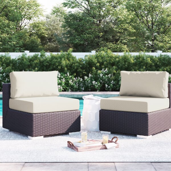 Sol 72 Outdoor Brentwood Armless Patio Chair with Cushions .