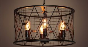 Industrial 6 Light Chandelier with 21.7''W Cylinder Metal Cage .