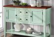 Merax Console Tables with Drawers Cabinets and Bottom Shelf (Blue .