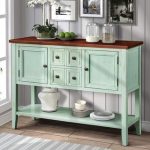 Merax Console Tables with Drawers Cabinets and Bottom Shelf (Blue .