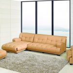 Modern Camel Bonded Leather Chaise Sectional Sofa Set Chair .
