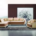 Modern Camel Bonded Leather Left Chaise Sectional Sofa and Cha