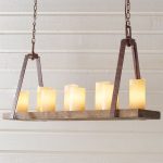 Rustic Plank Candle Island Chandelier | Faux candle chandelier .