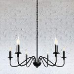 Black Farmhouse Chandelier 6-Light Industrial Candle Ceiling .