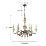 LNC 6-Light Distressed White Wood French Country Candle Chandelier .