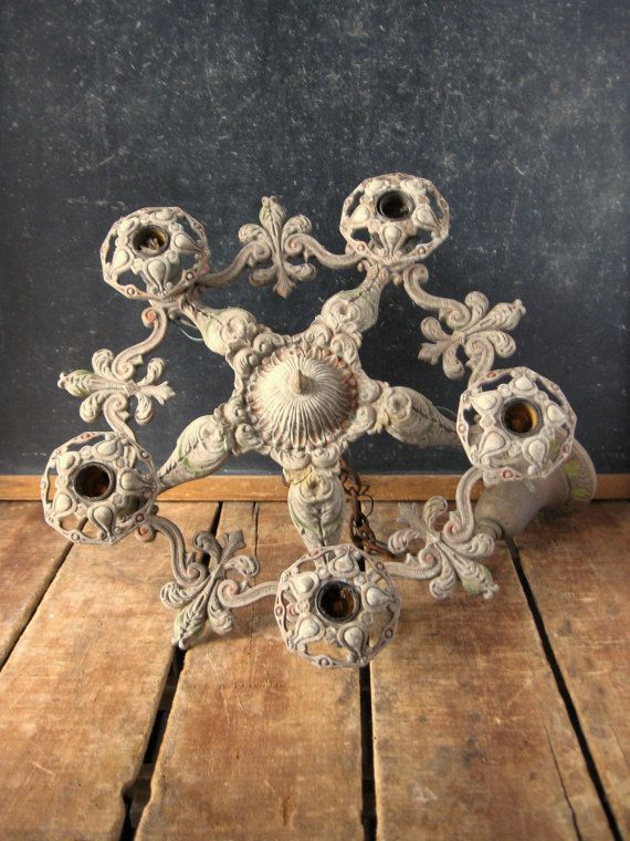 Antique Chandelier Cast Iron Chandelier with by RiverHouseDesigns .