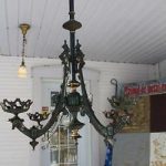 Antique Victorian Cast Iron 4 Arms Oil Lamps Chandelier Eastlake .