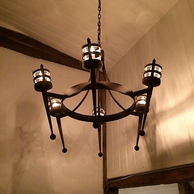 Wrought Iron Medieval British Hand Forged Chandelier | eB