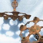 pair antique Eastlake cast iron chandelier lights w/ original .
