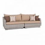 Wade Logan Castelli Patio Sofa with Cushions Color: Maxim Beige .