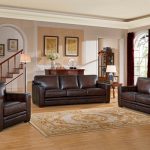 Chatsworth Casual 100% Brown Genuine Leather 3-Piece Sofa Set w .