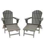 LuXeo Hampton Gray Plastic Outdoor Patio Adirondack Chair with .