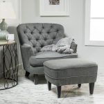Noble House Tafton Grey Fabric Tufted Club Chair and Ottoman Set .