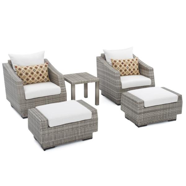 RST Brands Cannes 5-Piece Wicker Patio Club Chair and Ottoman Set .