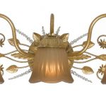 3 Light Gold Leaf Eclectic Bathroom-Vanity Light Draped In Clear .