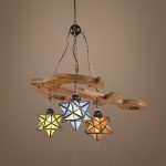 Tiffany Style Vintage Pendant Light Star Shade Stained Glass .