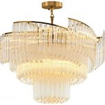 Modern Luxury Pendant Lamps, Gold Spiral Crystal Chandelier for .
