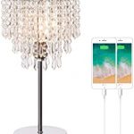 Touch Control Crystal Table Lamp with Dual USB Charging Ports, 3 .