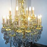 Chandelier Gilt Bronze and Crystal Louis XV style France .